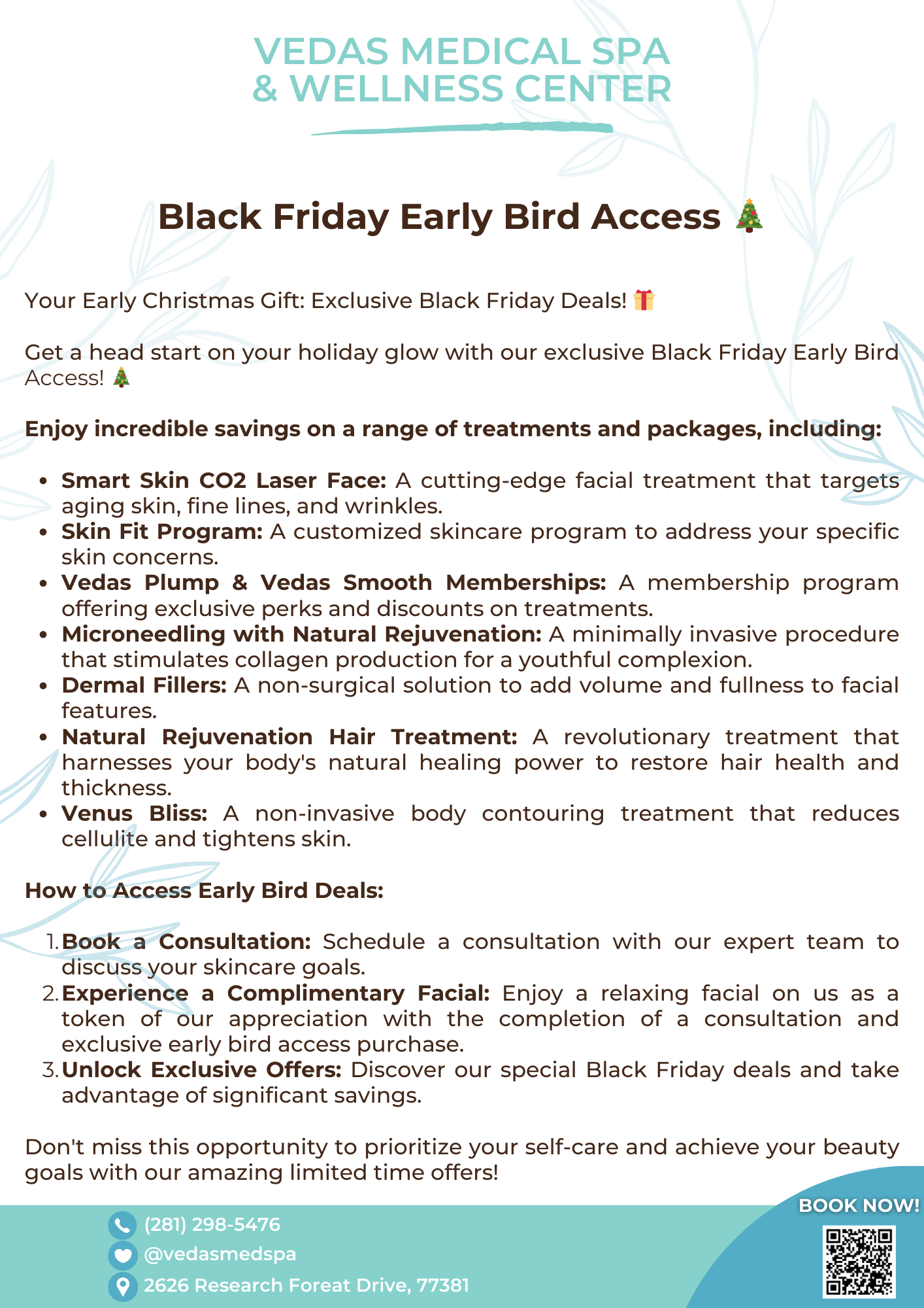 Black Friday at Vedas Medical Spa & Wellness Center